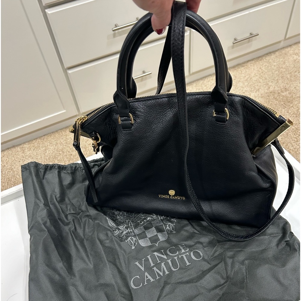 Vince Camuto black leather handbag with crossbody strap